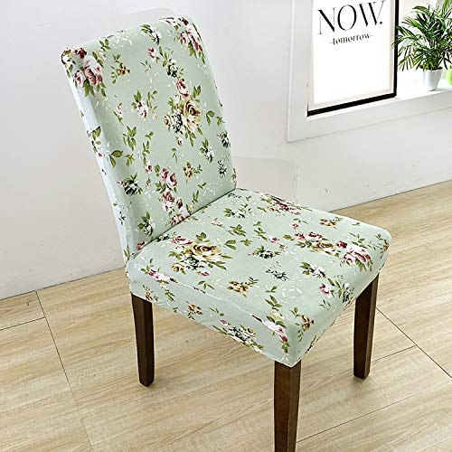 Stuhlhussen Grün Elegant Floral Stuhlbezug Stretch Removable Hussen für Stühle Universal Stuhlhussen Schwingstühle Chair Covers für Hotel Hochzeit Bankett Küche Restaurant Party(2 Pieces) von QHDXL