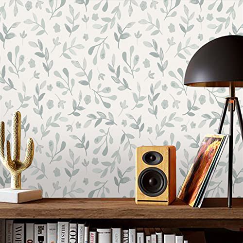 Tapete Weiße Grüne Blätter Klebefolie Möbel Waterproof Selbstklebende Tapete for Küchenrückwand Schlafzimmer Living Room Vinyl Tapete Selbstklebend DIY Wallpaper 1P (40x250cm) von QHDXL