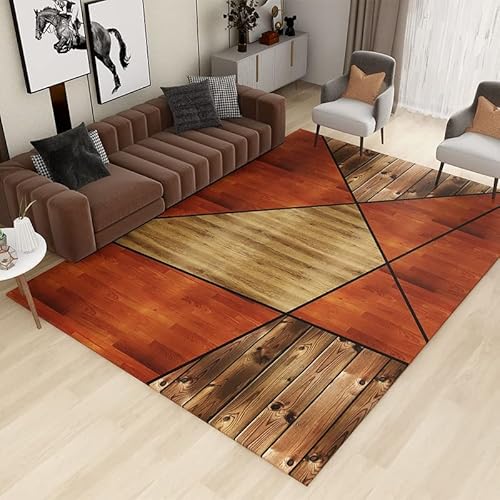 Retro-Orange-Braun Teppich für Wohnzimmer, Schlafzimmer, Kinderzimmer - Outdoor Wetterfest Rutschfest - Kurzflor Waschbar - 60 x 120 cm von QHDXL