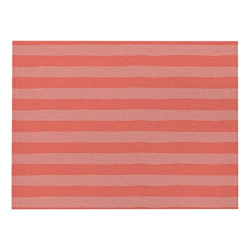 Tischsets Abwaschbar Orange Pink Stripe Platzsets Abwaschbar Platzdeckchen Leinen Dirt-Repellent Tischuntersetzer (Set of 8) Tischset for Kitchen Dining Table Hotel (45x30cm) von QHDXL