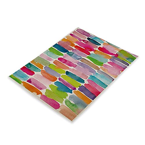Tischsets Abwaschbar Rosa Grün Blau Platzsets Abwaschbar Platzdeckchen Leinen Dirt-Repellent Tischuntersetzer (Set of 6) Tischset for Kitchen Dining Table Hotel (45x30cm) von QHDXL