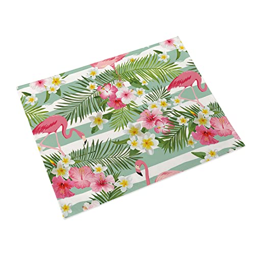 Tischsets Abwaschbar Tropisches Flamingo Pink Platzsets Abwaschbar Hitzebeständig 2er Set Platzdeckchen Schmutzabweisend Tischuntersetzer für Küche Speisetisch Tischunterlage (45x30cm) von QHDXL