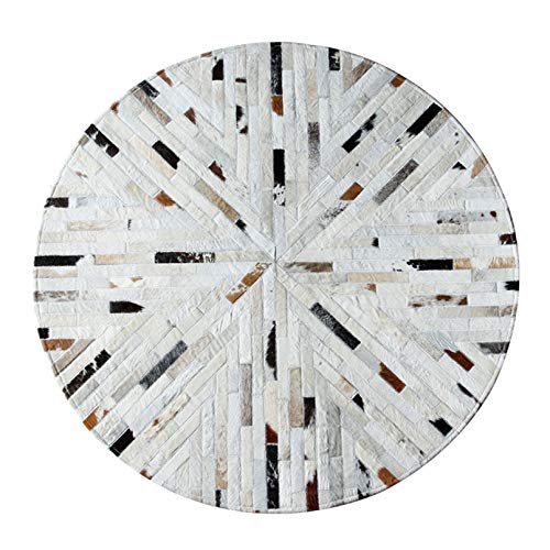 QHF Teppiche Am Bett | Leder Patchwork Teppich | Für Balkon, Garderobe, Couchtisch, Eingang | Runden QHF Teppiche Am Bett | Leder Patchwork Teppich | Für Balkon, Garderobe, Couchtisch, Eingang | Runden von QHF