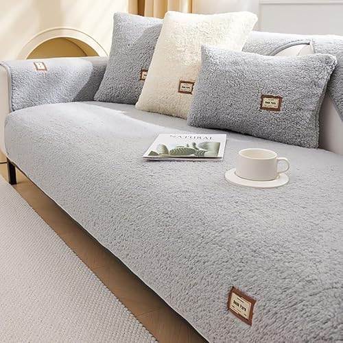 QHFTYL Sofa überzug rutschfest Sofabezug mit Armlehnen Sofaschoner 3 2 4 1 Sitzer für L/U Form Ecksofa Ledersofa (Hellgrau-70x180cm) von QHFTYL