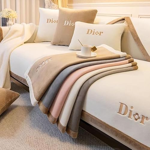 QHFTYL Sofabezug Sofa Auflagen Chenille Plüsch Couch Überzug Couchschoner rutschfest 3 2 4 1 Sitzer für L/U Form Ecksofa Ledersofa Big Sofa (Weiß-110x280cm) von QHFTYL