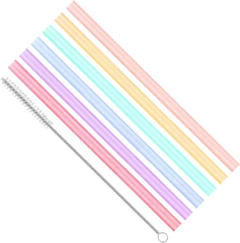 QHFlashbuy 6 Stück Silikon Strohhalme Wiederverwendbare,Bunte Ersatz-Strohhalme,Trinkhalme Tragbare Strohe mit Reinigungsbürsten für 20oz 30oz 40oz Tumblers,Säfte,Cocktails,Smoothie,Milch QHFlashbuy 6 Stück Silikon Strohhalme Wiederverwendbare,Bunte Ersatz-Strohhalme,Trinkhalme Tragbare Strohe mit Reinigungsbürsten für 20oz 30oz 40oz Tumblers,Säfte,Cocktails,Smoothie,Milch von QHFlashbuy