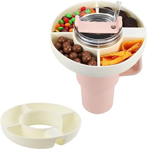 QHFlashbuy Snack-Tablett,Silikon Snackschale für Stanley Becher mit Griff,3-Fach Snack-Tablett,Snackhalter für Stanley Cup,Zubehör für Stanley Cup von QHFlashbuy