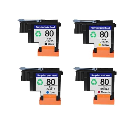 Kompatibel mit HP 80 Druckkopf C4820A C4821A C4822A C4823A for Designjet 1050 1055 1055cm 1050c Plus (BK CMY)(1SET) von QHGLTHO