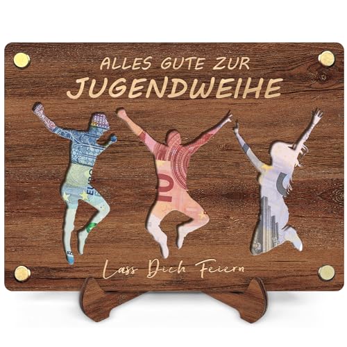 Alles Gute zur Jugendweihe Geldgeschenk - Geld Geschenke aus Holz inkl. Ständer zum Geburtstag Hochzeit Reise Geldgeschenke Verpackung Mit Grußkarten von QHHENTOO