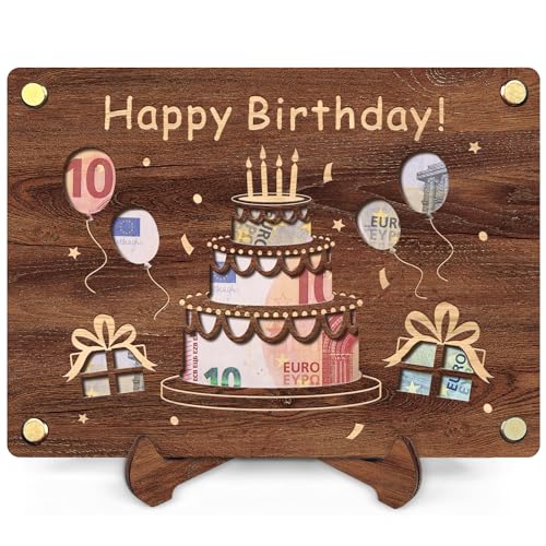 QHHENTOO Geldgeschenke Geburtstag - Geldgeschenk Jugendweihe aus Holz inkl. Ständer - Geburtstag Geschenke für Junge Mädchen - Geburtstagskarte Deko von QHHENTOO
