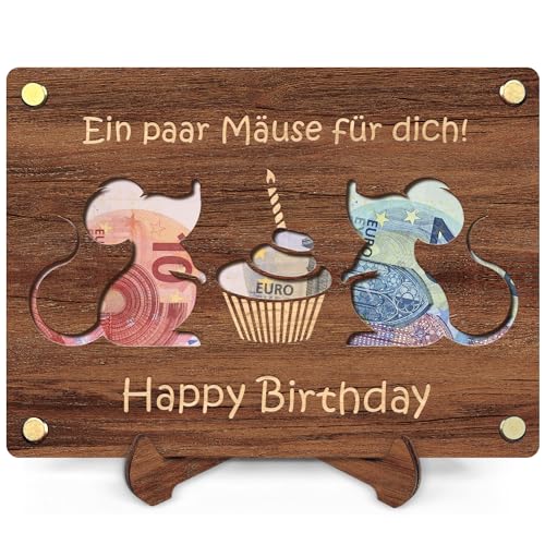 QHHENTOO Geldgeschenke Geburtstag - Geldgeschenk Jugendweihe aus Holz inkl. Ständer - Geburtstag Geschenke für Junge Mädchen - Geburtstagskarte Deko von QHHENTOO