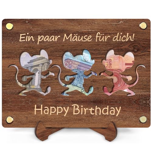QHHENTOO Geldgeschenke Geburtstag - Geldgeschenk Jugendweihe aus Holz inkl. Ständer - Geburtstag Geschenke für Junge Mädchen - Geburtstagskarte Deko von QHHENTOO