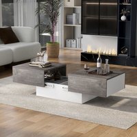 Universeller Sofatisch, Wohnzimmer £ Hochglanz mit ausziehbarem Tisch und Stauraum (grau) von QHJ