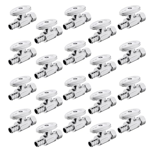 1/2" Pex auf 3/8" AD Kompressions-Eck-Absperrventil – bleifreies Messing, 1/4-Drehung for Ein-/Ausschalten for einfache Wasserkontrolle(20Pack Straight Stop Valve) von QHKYQNELX