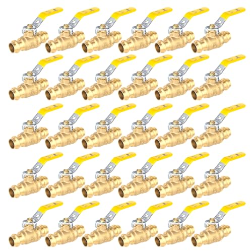 1/2 Zoll Messing-Kugelhahn mit Vollanschluss, X-Press-Kugelhahn – langlebiges Kupferrohrventil mit O-Ring for Trinkwasser(1/2 Inch 30Pack) von QHKYQNELX