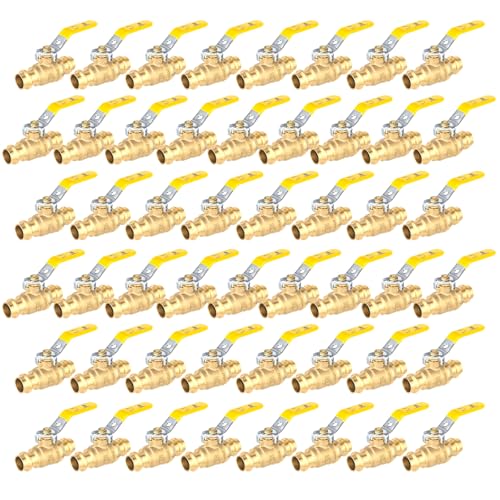 1/2 Zoll Messing-Kugelhahn mit Vollanschluss, X-Press-Kugelhahn – langlebiges Kupferrohrventil mit O-Ring for Trinkwasser(1/2 Inch 50Pack) von QHKYQNELX
