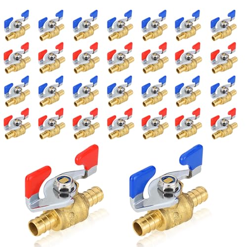 1/2 Zoll und 3/4 Zoll PEX Crimp-Kugelhahn – Volldurchlass-Absperrventil mit Griff for Warm- und Kaltwassersysteme(30pack 1/2Inch) von QHKYQNELX