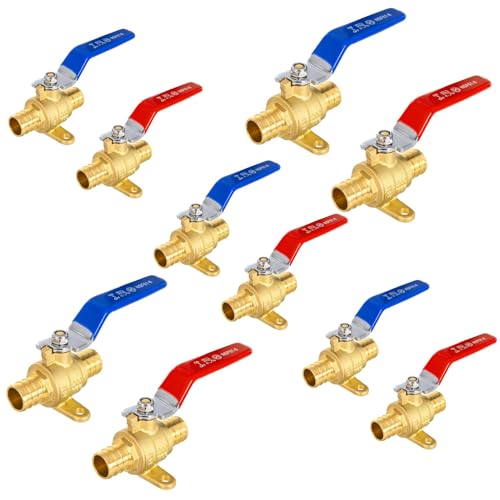Bleifreier Messing-PEX-Kugelhahn, 1/2 und 3/4 Zoll, Vollanschluss-Absperrung mit Tropfenohr for heißes und kaltes Wasser(3/4inch(10Pack)) von QHKYQNELX