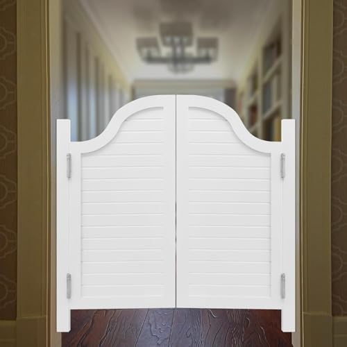 Cafe-Schwingtüren aus Massivholz – langlebige Saloontüren mit Metallscharnieren for Küche, Bad und mehr(White,95x90cm) von QHKYQNELX