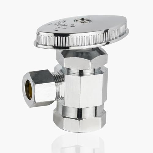 Mehrgängiges Eck-Absperrventil, 1/2" FIP x 3/8" Kompression, bleifreies Messing verchromt, for die Wasserversorgung von Waschbecken und Toiletten(100pack FIP Connect) von QHKYQNELX