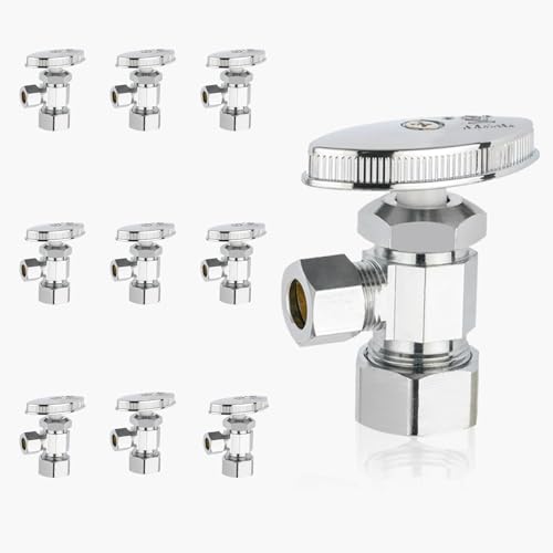 Mehrgängiges Eck-Absperrventil, 1/2" FIP x 3/8" Kompression, bleifreies Messing verchromt, for die Wasserversorgung von Waschbecken und Toiletten(10pack Compression Connect) von QHKYQNELX