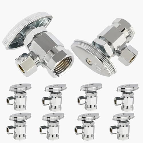 Mehrgängiges Eck-Absperrventil, 1/2" FIP x 3/8" Kompression, bleifreies Messing verchromt, for die Wasserversorgung von Waschbecken und Toiletten(10pack FIP Connect) von QHKYQNELX
