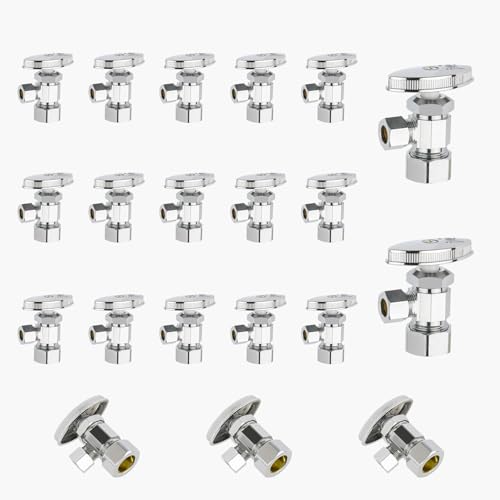 Mehrgängiges Eck-Absperrventil, 1/2" FIP x 3/8" Kompression, bleifreies Messing verchromt, for die Wasserversorgung von Waschbecken und Toiletten(20pack Compression Connect) von QHKYQNELX