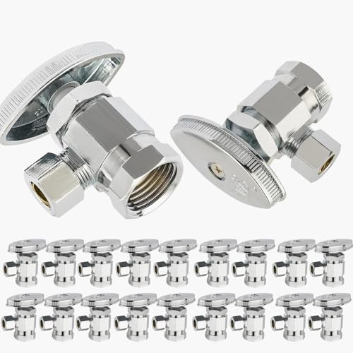 Mehrgängiges Eck-Absperrventil, 1/2" FIP x 3/8" Kompression, bleifreies Messing verchromt, for die Wasserversorgung von Waschbecken und Toiletten(20pack FIP Connect) von QHKYQNELX
