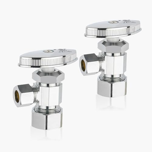 Mehrgängiges Eck-Absperrventil, 1/2" FIP x 3/8" Kompression, bleifreies Messing verchromt, for die Wasserversorgung von Waschbecken und Toiletten(2pack Compression Connect) von QHKYQNELX