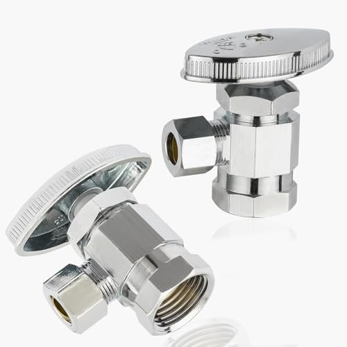 Mehrgängiges Eck-Absperrventil, 1/2" FIP x 3/8" Kompression, bleifreies Messing verchromt, for die Wasserversorgung von Waschbecken und Toiletten(2pack FIP Connect) von QHKYQNELX