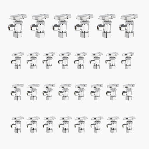 Mehrgängiges Eck-Absperrventil, 1/2" FIP x 3/8" Kompression, bleifreies Messing verchromt, for die Wasserversorgung von Waschbecken und Toiletten(30pack Compression Connect) von QHKYQNELX