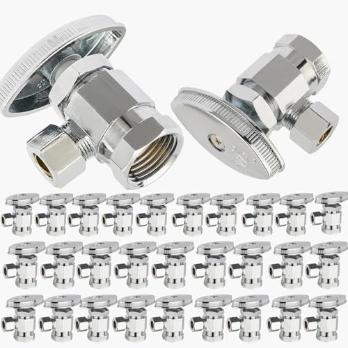 Mehrgängiges Eck-Absperrventil, 1/2" FIP x 3/8" Kompression, bleifreies Messing verchromt, for die Wasserversorgung von Waschbecken und Toiletten(30pack FIP Connect) von QHKYQNELX
