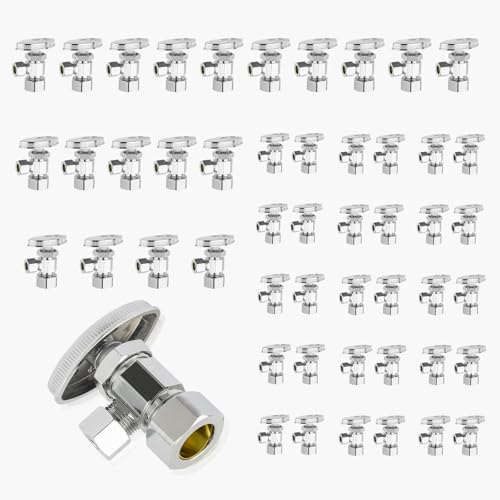 Mehrgängiges Eck-Absperrventil, 1/2" FIP x 3/8" Kompression, bleifreies Messing verchromt, for die Wasserversorgung von Waschbecken und Toiletten(50pack Compression Connect) von QHKYQNELX