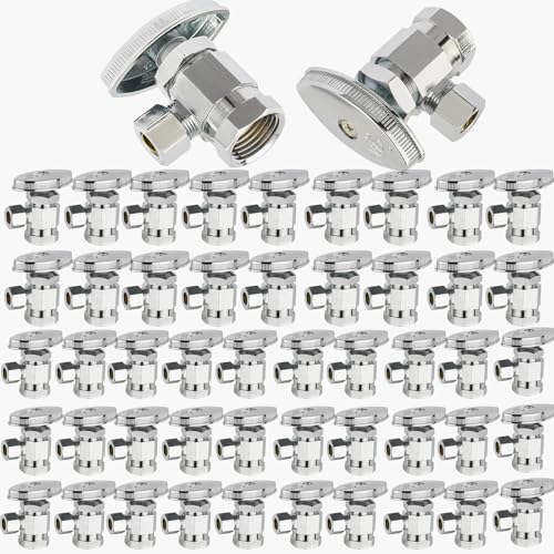 Mehrgängiges Eck-Absperrventil, 1/2" FIP x 3/8" Kompression, bleifreies Messing verchromt, for die Wasserversorgung von Waschbecken und Toiletten(50pack FIP Connect) von QHKYQNELX