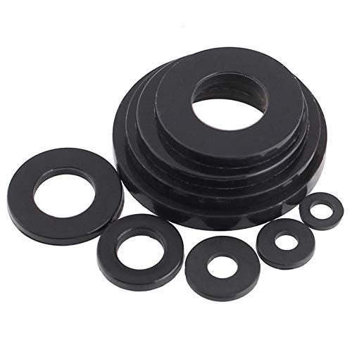Nylon-Unterlegscheibe – Schwarzer Kunststoff-Abstandshalter-Dichtungsring for M2 M2.5 M3 M4 M5 M6 M8 M10 M12 M14 M16 M18 M20(M4x9x1mm 100pcs) von QHKYQNELX