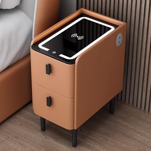 QHLIANGL Intelligenter LED-Nachttisch mit Aufbewahrungsschublade, kompakter Nachttisch, Kleiner, schmaler Nachttisch für Schlafzimmer, modernes Design (Größe: 25 cm, Farbe: B 2) von QHLIANGL