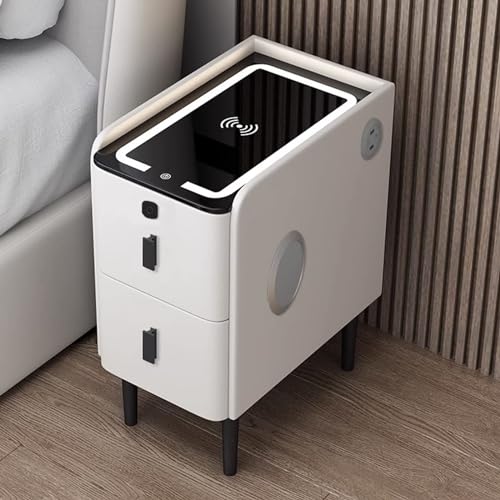 QHLIANGL Intelligenter LED-Nachttisch mit Aufbewahrungsschublade, kompakter Nachttisch für kleine Räume, modernes Design, schmaler Nachttisch (Größe: 35 cm, Farbe: A 3) von QHLIANGL