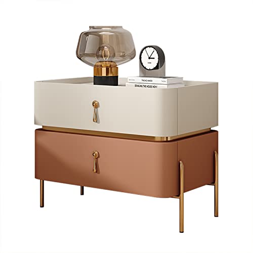 QHLIANGL Mid Century Modern Nachttisch Home Decor Nachttisch mit Metallbeinen und 2 Schubladen Moderner Beistelltisch für Wohnzimmer Schlafzimmer Beige + Hellbraun 45 x 40 x 50 cm (17,7 x 15,7 x 19,6 QHLIANGL Mid Century Modern Nachttisch Home Decor Nachttisch mit Metallbeinen und 2 Schubladen Moderner Beistelltisch für Wohnzimmer Schlafzimmer Beige + Hellbraun 45 x 40 x 50 cm (17,7 x 15,7 x 19,6 von QHLIANGL