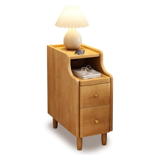 QHLIANGL Nachttisch aus Naturholz – Kleiner Nachttisch mit Stauraum, kein Zusammenbau erforderlich, perfekt für Schlafzimmermöbel, 20 x 40 x 50 cm – nize Essentials mühelos von QHLIANGL