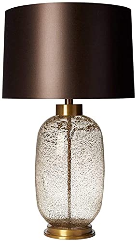 QHLIANGL Tischlampe mit klarer Blasenstruktur und glasierter Oberfläche, stilvolle Nachttisch- und Wohnzimmerbeleuchtung mit Stoffschirm für Schlafzimmer- und Hoteldekor von QHLIANGL
