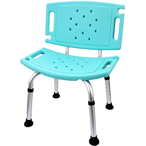 QHLMLL Badezimmerhocker, Duschhocker, Senioren-Badestuhl, rutschfester Badehocker, Badezimmer-Schuhbank, mit Rückenlehne, kann 100 kg tragen (Farbe: Grün, Größe: 43 cm) von QHLMLL