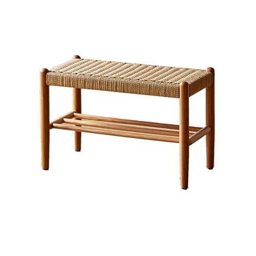 QHLMLL Eingangsbereich Nizer Schuhbank mit stabilem Sitz und Aufbewahrungsregal für Flur und Wohnzimmer, schwarze Holz-Schuhbank, hält bis zu 60 cm von QHLMLL