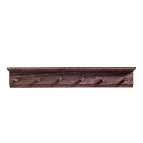 QHLMLL Garderobenständer, Wandgarderobe aus massivem Nussbaumholz, für den Eingang und das Wohnzimmer, mit Haken, Holzleistenkanalrahmen (6 Haken) (Farbe: Stil 1) von QHLMLL