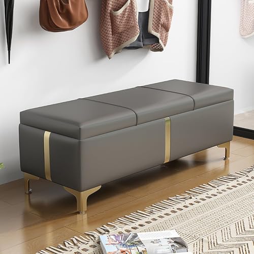 QHLMLL Graue Schuhbank mit armlosem Design und 120 cm Länge Schuhbank und Aufbewahrungsbank für Esszimmer, Schlafzimmer und Wohnzimmer von QHLMLL