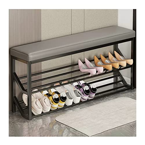 QHLMLL Industrielles Schuhregal, Aufbewahrungsbank mit Sitz, 2 Etagen, Goldbeige, Organizer, Eingangsbank, Ständer, Metallregale, 100 x 20 x 48 cm QHLMLL Industrielles Schuhregal, Aufbewahrungsbank mit Sitz, 2 Etagen, Goldbeige, Organizer, Eingangsbank, Ständer, Metallregale, 100 x 20 x 48 cm von QHLMLL
