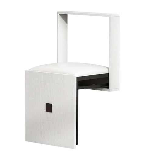 QHLMLL Klapphocker aus Holz, Wandmontage, Flur, Tür, Duschbank, Sitz, Schuhbank mit Lederkissen, platzsparender Eingangs-Klappstuhl, Weiß QHLMLL Klapphocker aus Holz, Wandmontage, Flur, Tür, Duschbank, Sitz, Schuhbank mit Lederkissen, platzsparender Eingangs-Klappstuhl, Weiß von QHLMLL