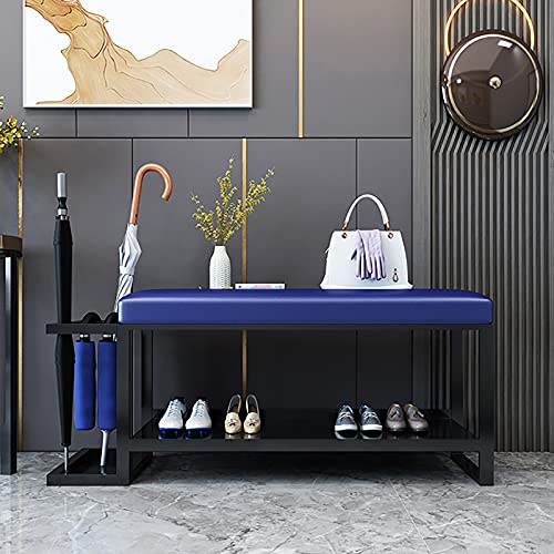 QHLMLL Kreative Schuhbank mit Regenschirm-Aufbewahrung, moderne Eingangsbank, Metall-Schuhregal, Sitzbank, Schuhaufbewahrung, Organizer, Schwarz, 120 x 32 x 42 cm QHLMLL Kreative Schuhbank mit Regenschirm-Aufbewahrung, moderne Eingangsbank, Metall-Schuhregal, Sitzbank, Schuhaufbewahrung, Organizer, Schwarz, 120 x 32 x 42 cm von QHLMLL
