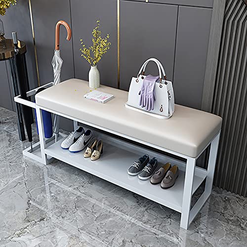 QHLMLL Kreative Schuhbank mit Regenschirm-Aufbewahrung, moderne Eingangsbank, Metall-Schuhregal, Sitzbank, Schuhaufbewahrung, Organizer, Weiß, 100 x 32 x 42 cm QHLMLL Kreative Schuhbank mit Regenschirm-Aufbewahrung, moderne Eingangsbank, Metall-Schuhregal, Sitzbank, Schuhaufbewahrung, Organizer, Weiß, 100 x 32 x 42 cm von QHLMLL