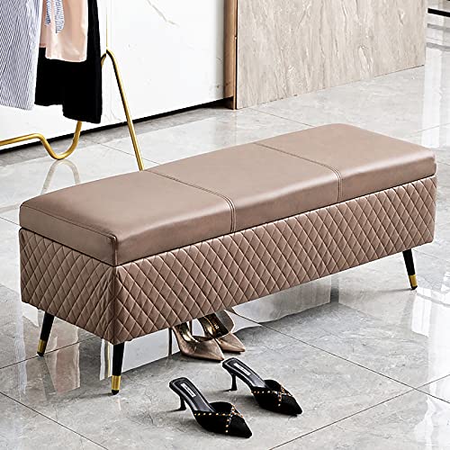QHLMLL Luxuriöse Aufbewahrungsbank, Kunstleder, rechteckig, Aufbewahrungsbox, Sitzbank, Sitz, modernes Zuhause, Wohnzimmer, Eingangsbereich, Schuhbank, Multifunktionsbank, Braun, 60 x 40 x 45 cm QHLMLL Luxuriöse Aufbewahrungsbank, Kunstleder, rechteckig, Aufbewahrungsbox, Sitzbank, Sitz, modernes Zuhause, Wohnzimmer, Eingangsbereich, Schuhbank, Multifunktionsbank, Braun, 60 x 40 x 45 cm von QHLMLL