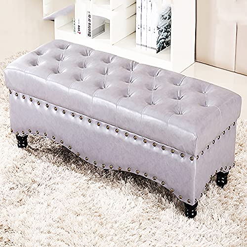 QHLMLL Luxuriöse Ottoman-Bank, Kunstleder-Bank mit Stauraum, modernes Wohnzimmer, Flur, Schuhe, Wickelhocker, Multifunktionsbänke, 75 x 45 x 45 cm von QHLMLL